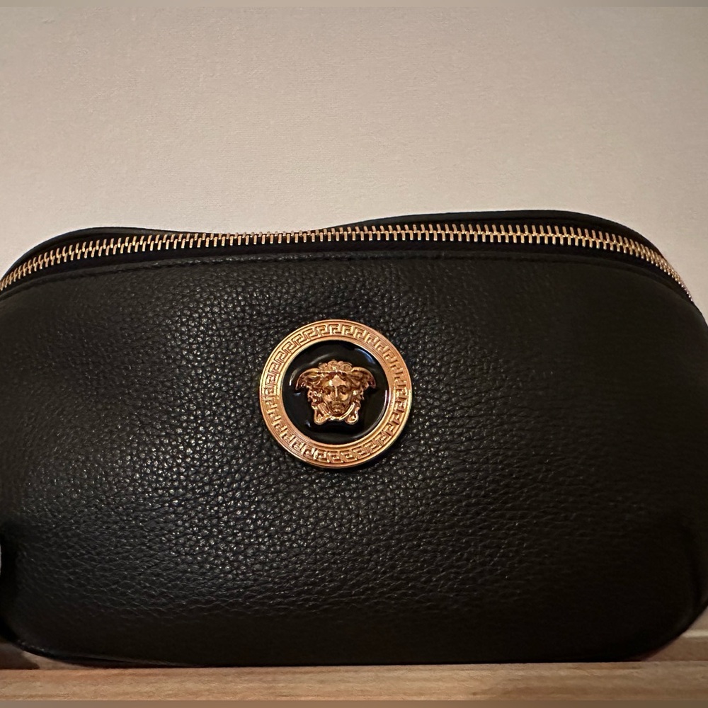 VERSACE Grained Calfskin Vanitas Medea Belt Bag Black (UNISEX)